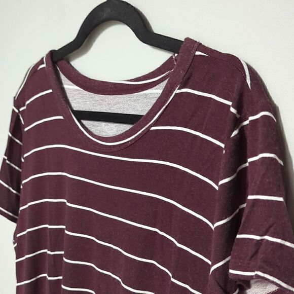 Maurices Purple and White Striped Short Sleeve Blouse - Picture 2 of 6